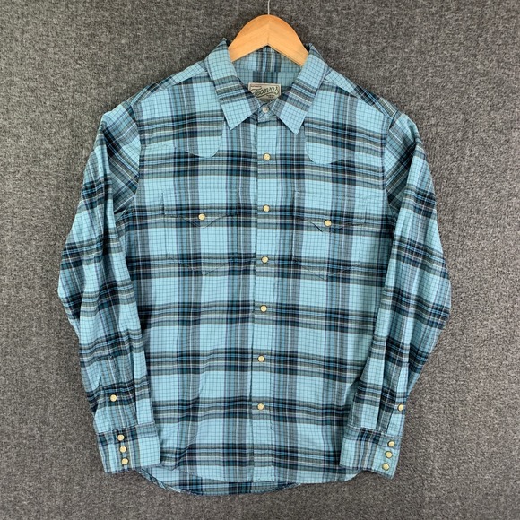 Tecovas Other - Tecovas Pearl Snap Shirt Men Small Blue Plaid Western Cowboy Gaucho Flannel